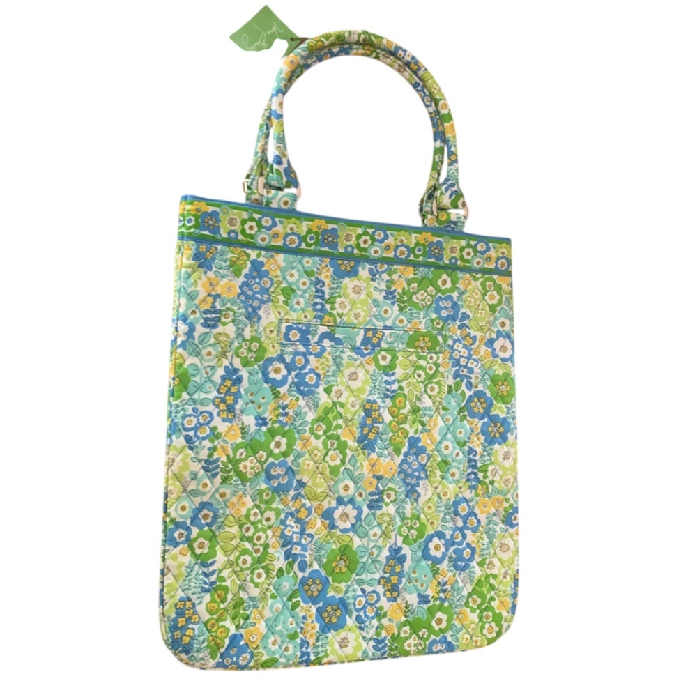 Vera Bradley NWT English Garden Slim Tote Blue Green Floral Cottagecore